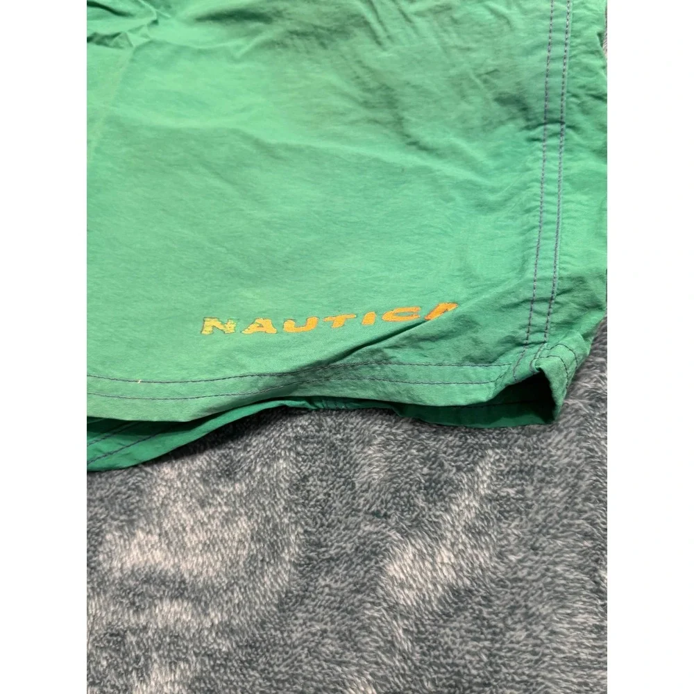Nautica Mens XL Green Swim Shorts Trunks 100% Nylon Solid Casual Summer